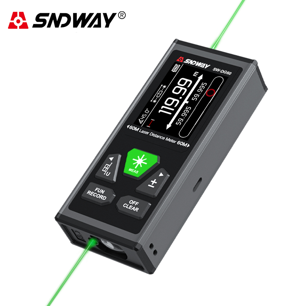 Industrial Laser Tape Measure - SNDWAY المزدوج الليزر مقياس مسافات قابلة