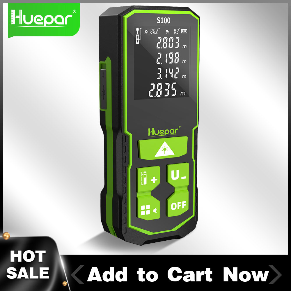 Industrial Laser Tape Measure - Huepar ليزر المسافة الرقمية Rangefinder 328Ft/100