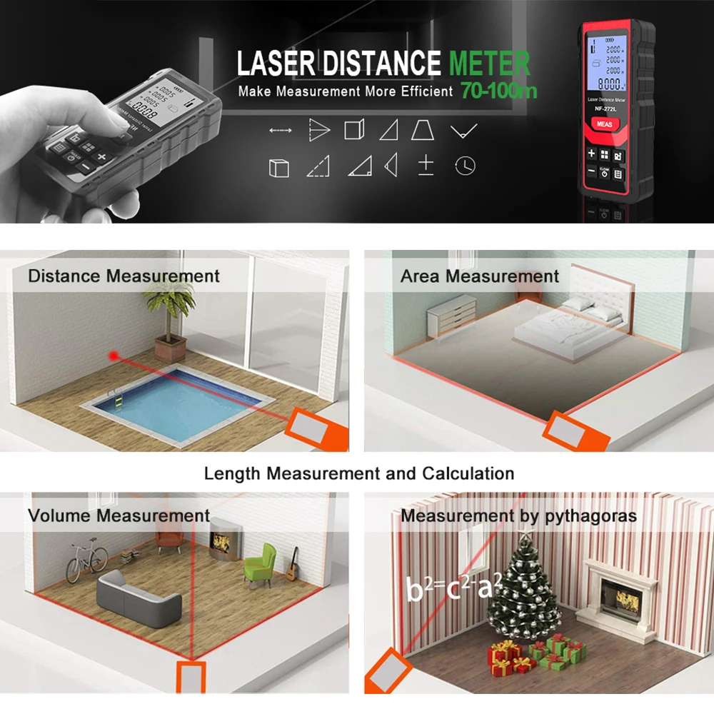 Noyafa-NF-271 ليزر مسافة متر ، - مراجعة Industrial Laser Tape Measure وسعره